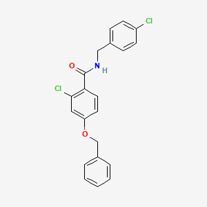 molecular formula C21H17Cl2NO2 B2412404 4-(苯甲氧基)-2-氯-N-(4-氯苄基)苯甲酰胺 CAS No. 478046-43-4