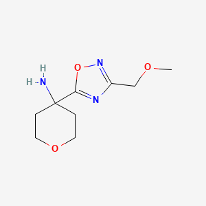 molecular formula C9H15N3O3 B2412408 4-[3-(Methoxymethyl)-1,2,4-oxadiazol-5-yl]oxan-4-amine CAS No. 1556383-09-5