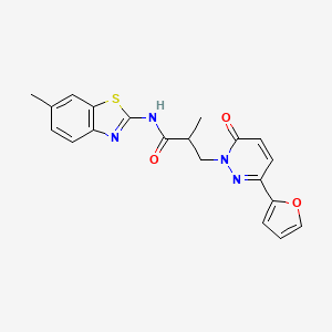 molecular formula C20H18N4O3S B2412413 3-(3-(furan-2-yl)-6-oxopyridazin-1(6H)-yl)-2-methyl-N-(6-methylbenzo[d]thiazol-2-yl)propanamide CAS No. 1286698-07-4