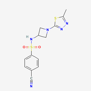 molecular formula C13H13N5O2S2 B2412416 4-Cyano-N-[1-(5-methyl-1,3,4-thiadiazol-2-yl)azetidin-3-yl]benzenesulfonamide CAS No. 2415565-70-5