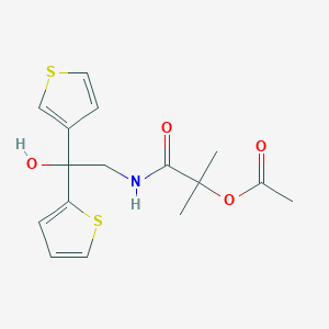 1-((2-Hydroxy-2-(thiophen-2-yl)-2-(thiophen-3-yl)ethyl)amino)-2-methyl-1-oxopropan-2-yl acetate