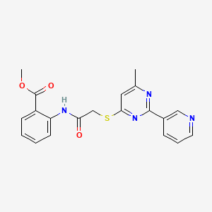 Methyl 2-(2-((6-methyl-2-(pyridin-3-yl)pyrimidin-4-yl)thio)acetamido)benzoate
