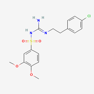 molecular formula C17H20ClN3O4S B2412439 N-(N-(4-chlorophenethyl)carbamimidoyl)-3,4-dimethoxybenzenesulfonamide CAS No. 869075-33-2