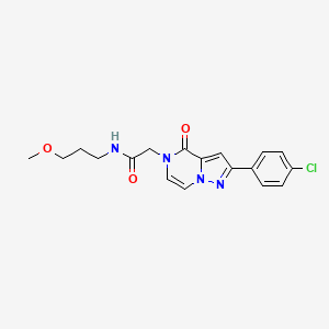 molecular formula C18H19ClN4O3 B2412471 2-(2-(4-chlorophenyl)-4-oxopyrazolo[1,5-a]pyrazin-5(4H)-yl)-N-(3-methoxypropyl)acetamide CAS No. 941939-21-5