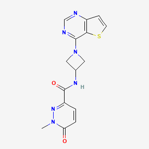 molecular formula C15H14N6O2S B2412481 1-Methyl-6-oxo-N-(1-thieno[3,2-d]pyrimidin-4-ylazetidin-3-yl)pyridazine-3-carboxamide CAS No. 2380177-70-6