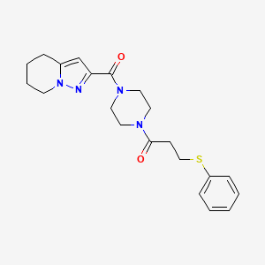 3-(Phenylthio)-1-(4-(4,5,6,7-tetrahydropyrazolo[1,5-a]pyridine-2-carbonyl)piperazin-1-yl)propan-1-one