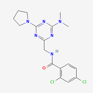 molecular formula C17H20Cl2N6O B2412519 2,4-dichloro-N-((4-(dimethylamino)-6-(pyrrolidin-1-yl)-1,3,5-triazin-2-yl)methyl)benzamide CAS No. 2034357-00-9