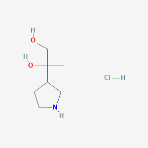 molecular formula C7H16ClNO2 B2412555 2-Pyrrolidin-3-ylpropane-1,2-diol;hydrochloride CAS No. 2418671-57-3