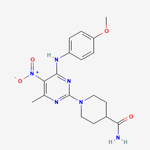 1-(4-((4-Methoxyphenyl)amino)-6-methyl-5-nitropyrimidin-2-yl)piperidine-4-carboxamide
