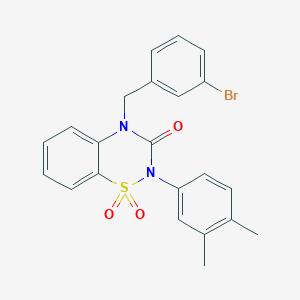 molecular formula C22H19BrN2O3S B2412571 4-(3-bromobenzyl)-2-(3,4-dimethylphenyl)-2H-benzo[e][1,2,4]thiadiazin-3(4H)-one 1,1-dioxide CAS No. 893789-29-2