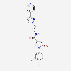 molecular formula C23H25N5O2 B2412596 1-(3,4-dimethylphenyl)-5-oxo-N-(2-(3-(pyridin-4-yl)-1H-pyrazol-1-yl)ethyl)pyrrolidine-3-carboxamide CAS No. 1448028-64-5