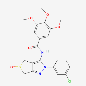 molecular formula C21H20ClN3O5S B2412639 N-(2-(3-chlorophenyl)-5-oxido-4,6-dihydro-2H-thieno[3,4-c]pyrazol-3-yl)-3,4,5-trimethoxybenzamide CAS No. 958708-54-8