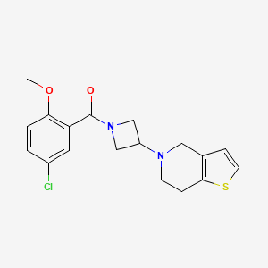 molecular formula C18H19ClN2O2S B2412645 (5-chloro-2-methoxyphenyl)(3-(6,7-dihydrothieno[3,2-c]pyridin-5(4H)-yl)azetidin-1-yl)methanone CAS No. 2034360-68-2