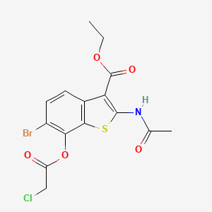 molecular formula C15H13BrClNO5S B2412652 Ethyl 2-(acetylamino)-6-bromo-7-[(chloroacetyl)oxy]-1-benzothiophene-3-carboxylate CAS No. 331275-45-7