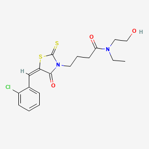 4-[(5E)-5-[(2-chlorophenyl)methylidene]-4-oxo-2-sulfanylidene-1,3-thiazolidin-3-yl]-N-ethyl-N-(2-hydroxyethyl)butanamide