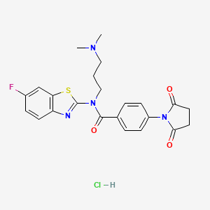 molecular formula C23H24ClFN4O3S B2412670 N-(3-(dimethylamino)propyl)-4-(2,5-dioxopyrrolidin-1-yl)-N-(6-fluorobenzo[d]thiazol-2-yl)benzamide hydrochloride CAS No. 1216827-05-2