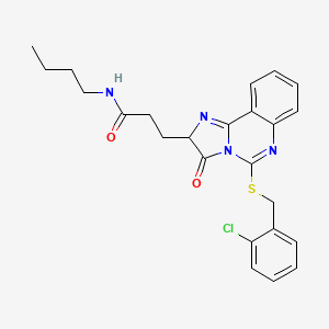 molecular formula C24H25ClN4O2S B2412675 N-butyl-3-(5-{[(2-chlorophenyl)methyl]sulfanyl}-3-oxo-2H,3H-imidazo[1,2-c]quinazolin-2-yl)propanamide CAS No. 1042719-63-0