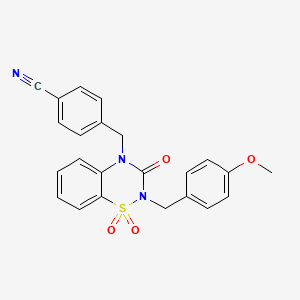 4-((2-(4-methoxybenzyl)-1,1-dioxido-3-oxo-2H-benzo[e][1,2,4]thiadiazin-4(3H)-yl)methyl)benzonitrile