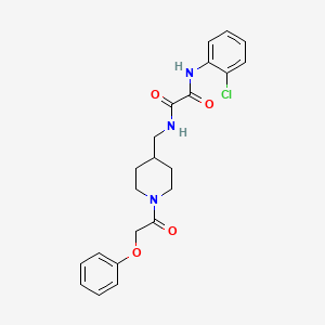 molecular formula C22H24ClN3O4 B2412679 N1-(2-chlorophenyl)-N2-((1-(2-phenoxyacetyl)piperidin-4-yl)methyl)oxalamide CAS No. 1235002-66-0