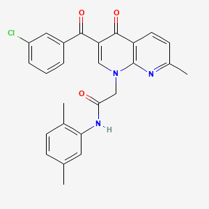 molecular formula C26H22ClN3O3 B2412680 2-(3-(3-chlorobenzoyl)-7-methyl-4-oxo-1,8-naphthyridin-1(4H)-yl)-N-(2,5-dimethylphenyl)acetamide CAS No. 894892-86-5