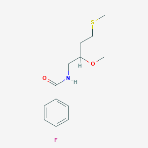 molecular formula C13H18FNO2S B2412683 4-Fluoro-N-(2-methoxy-4-methylsulfanylbutyl)benzamide CAS No. 2310101-54-1