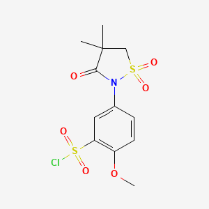 5-(4,4-Dimethyl-1,1,3-trioxo-1$l^{6},2-thiazolidin-2-yl)-2-methoxybenzene-1-sulfonyl chloride