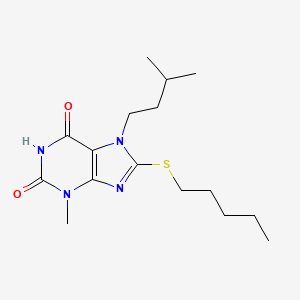 molecular formula C16H26N4O2S B2412688 7-isopentyl-3-methyl-8-(pentylthio)-1H-purine-2,6(3H,7H)-dione CAS No. 313470-57-4