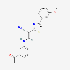 molecular formula C21H17N3O2S B2412700 (E)-3-((3-acetylphenyl)amino)-2-(4-(3-methoxyphenyl)thiazol-2-yl)acrylonitrile CAS No. 683258-71-1