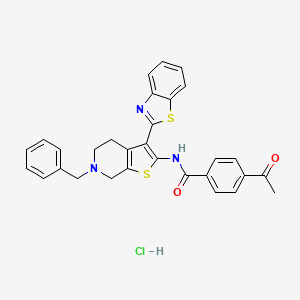 4-acetyl-N-(3-(benzo[d]thiazol-2-yl)-6-benzyl-4,5,6,7-tetrahydrothieno[2,3-c]pyridin-2-yl)benzamide hydrochloride