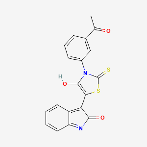 molecular formula C19H12N2O3S2 B2412725 (Z)-3-(3-acetylphenyl)-5-(2-oxoindolin-3-ylidene)-2-thioxothiazolidin-4-one CAS No. 868141-86-0