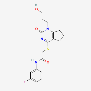 N-(3-fluorophenyl)-2-((1-(3-hydroxypropyl)-2-oxo-2,5,6,7-tetrahydro-1H-cyclopenta[d]pyrimidin-4-yl)thio)acetamide