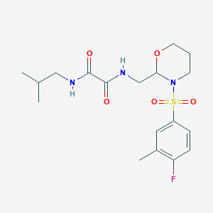 molecular formula C18H26FN3O5S B2412733 N'-{[3-(4-fluoro-3-methylbenzenesulfonyl)-1,3-oxazinan-2-yl]methyl}-N-(2-methylpropyl)ethanediamide CAS No. 872722-62-8