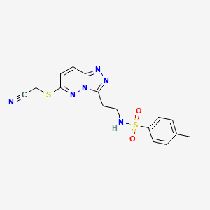 B2412756 N-(2-{6-[(cyanomethyl)thio][1,2,4]triazolo[4,3-b]pyridazin-3-yl}ethyl)-4-methylbenzenesulfonamide CAS No. 872998-43-1