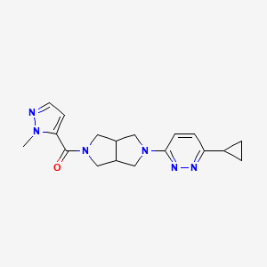 molecular formula C18H22N6O B2412760 [2-(6-Cyclopropylpyridazin-3-yl)-1,3,3a,4,6,6a-hexahydropyrrolo[3,4-c]pyrrol-5-yl]-(2-methylpyrazol-3-yl)methanone CAS No. 2415488-33-2
