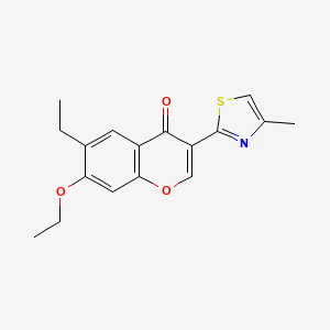 molecular formula C17H17NO3S B2412765 7-Ethoxy-6-ethyl-3-(4-methyl-1,3-thiazol-2-yl)chromen-4-one CAS No. 306288-78-8