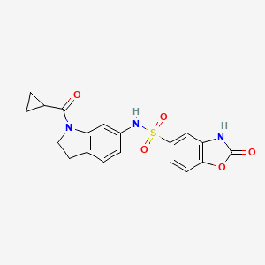 molecular formula C19H17N3O5S B2412770 N-(1-(cyclopropanecarbonyl)indolin-6-yl)-2-oxo-2,3-dihydrobenzo[d]oxazole-5-sulfonamide CAS No. 1428366-47-5