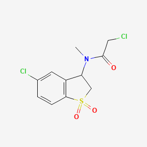 molecular formula C11H11Cl2NO3S B2412787 2-Chloro-N-(5-chloro-1,1-dioxo-2,3-dihydro-1-benzothiophen-3-yl)-N-methylacetamide CAS No. 2411311-98-1