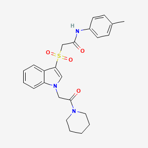 molecular formula C24H27N3O4S B2412795 2-((1-(2-oxo-2-(piperidin-1-yl)ethyl)-1H-indol-3-yl)sulfonyl)-N-(p-tolyl)acetamide CAS No. 878058-56-1