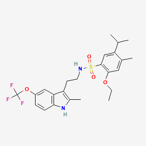 molecular formula C24H29F3N2O4S B2412807 2-Ethoxy-4-methyl-N-[2-[2-methyl-5-(trifluoromethoxy)-1H-indol-3-yl]ethyl]-5-propan-2-ylbenzenesulfonamide CAS No. 2361757-24-4