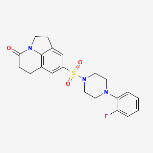 molecular formula C21H22FN3O3S B2412811 8-((4-(2-fluorophenyl)piperazin-1-yl)sulfonyl)-5,6-dihydro-1H-pyrrolo[3,2,1-ij]quinolin-4(2H)-one CAS No. 898462-41-4