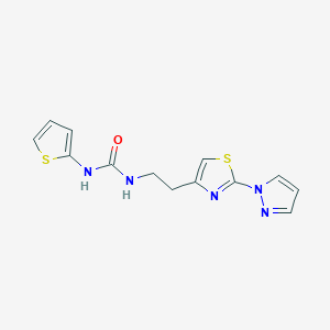 molecular formula C13H13N5OS2 B2412818 1-(2-(2-(1H-pyrazol-1-yl)thiazol-4-yl)ethyl)-3-(thiophen-2-yl)urea CAS No. 1448058-00-1