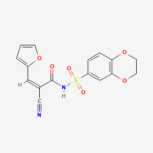 molecular formula C16H12N2O6S B2412827 (Z)-2-cyano-N-(2,3-dihydro-1,4-benzodioxin-6-ylsulfonyl)-3-(furan-2-yl)prop-2-enamide CAS No. 1356781-65-1