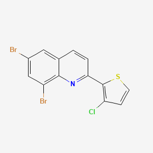 molecular formula C13H6Br2ClNS B2412832 6,8-Dibromo-2-(3-chlorothiophen-2-yl)quinoline CAS No. 860612-42-6