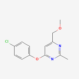 molecular formula C13H13ClN2O2 B2412835 4-(4-Chlorophenoxy)-6-(methoxymethyl)-2-methylpyrimidine CAS No. 338747-90-3