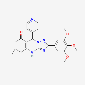 molecular formula C25H27N5O4 B2412836 6,6-dimethyl-9-(pyridin-4-yl)-2-(3,4,5-trimethoxyphenyl)-4H,5H,6H,7H,8H,9H-[1,2,4]triazolo[3,2-b]quinazolin-8-one CAS No. 540481-34-3