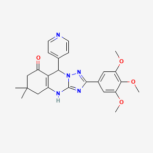 molecular formula C25H27N5O4 B2412836 6,6-dimethyl-9-pyridin-4-yl-2-(3,4,5-trimethoxyphenyl)-5,6,7,9-tetrahydro[1,2,4]triazolo[5,1-b]quinazolin-8(4H)-one CAS No. 540481-34-3