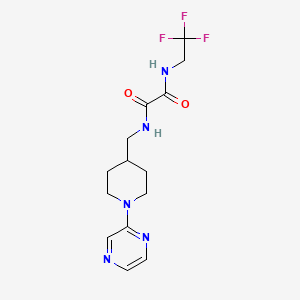 molecular formula C14H18F3N5O2 B2412837 N1-((1-(pyrazin-2-yl)piperidin-4-yl)methyl)-N2-(2,2,2-trifluoroethyl)oxalamide CAS No. 1396711-91-3