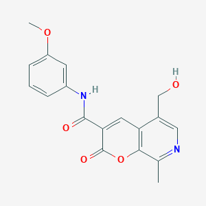 molecular formula C18H16N2O5 B2412839 5-(羟甲基)-N-(3-甲氧苯基)-8-甲基-2-氧代-2H-吡喃并[2,3-c]吡啶-3-甲酰胺 CAS No. 1073607-35-8