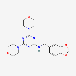 N-(benzo[d][1,3]dioxol-5-ylmethyl)-4,6-dimorpholino-1,3,5-triazin-2-amine