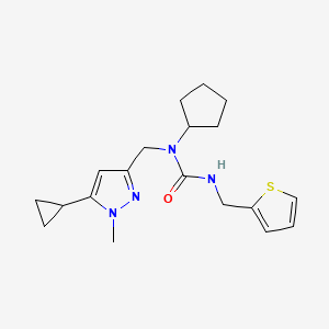 molecular formula C19H26N4OS B2412850 1-环戊基-1-((5-环丙基-1-甲基-1H-吡唑-3-基)甲基)-3-(噻吩-2-基甲基)脲 CAS No. 1798516-97-8